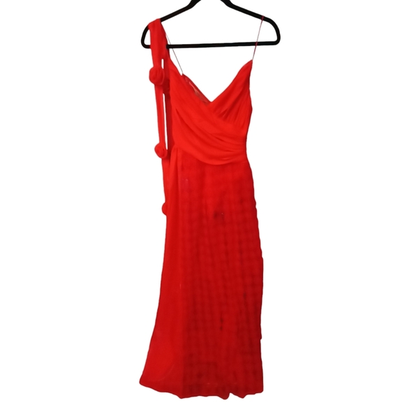 For Love And Lemons Hannah Red Rosette Sheer Maxi Dress NWT Size Small - Picture 5 of 16